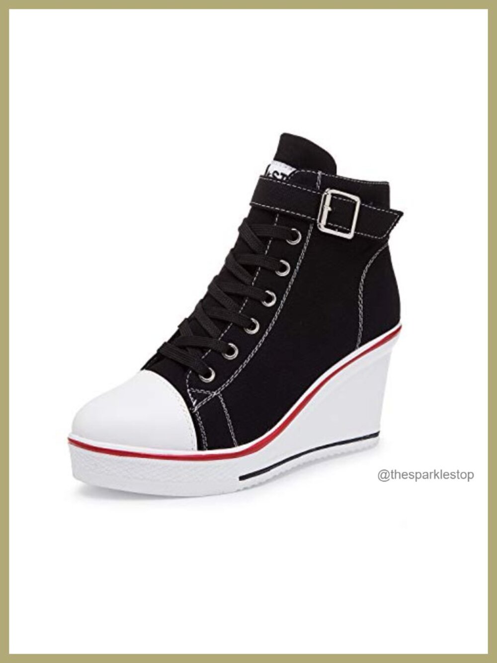 Canvas High Heel Wedge Sneakers Women's Fashion Platform Walking Shoes